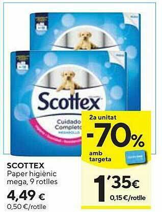 Caprabo Scottex Paper Higiènic Mega 9 Rotlles oferta