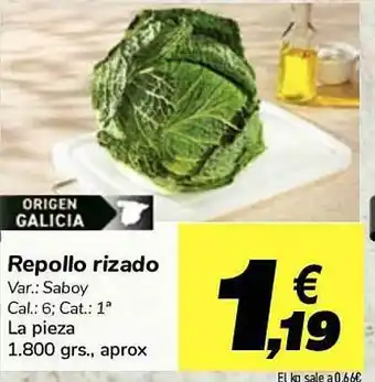 Carrefour Repollo Rizado 1.800grs oferta