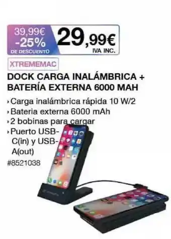 Costco Xtrememac Dock Carga Inalámbrica + Batería Externa 6000 Mah oferta