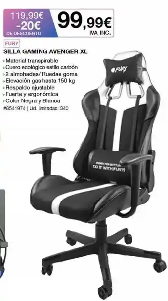 Costco Fury Silla Gaming Avenger Xl oferta