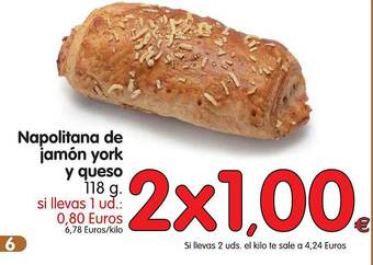 Alimerka Napolitana De Jamón York Y Queso 118g oferta