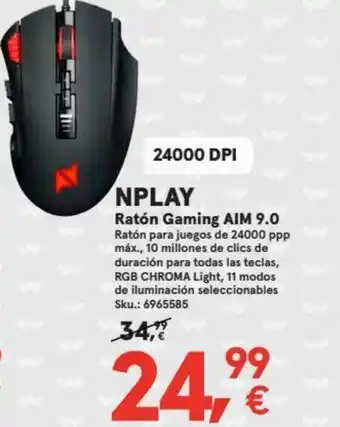 Worten NPLAY Ratón Gaming AIM 9.0 oferta