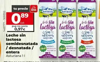Maxi Dia Leche sin lactosa semidesnatada /desnatada/ entera central lechera asturiana oferta