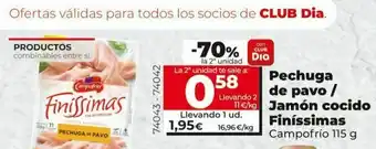 Dia Pechuga de pavo/jamon cocido finissimas camppofrio oferta