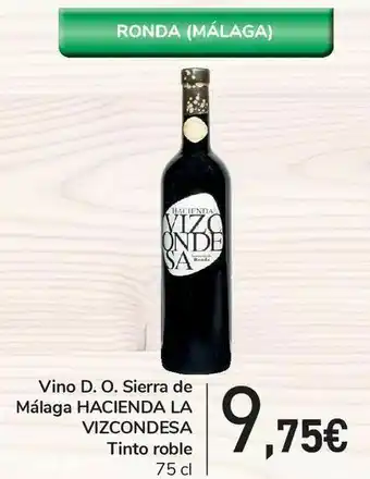 Covap Vino d. o. sierra de málaga hacienda la vizcondesa tinto roble 75 cl oferta