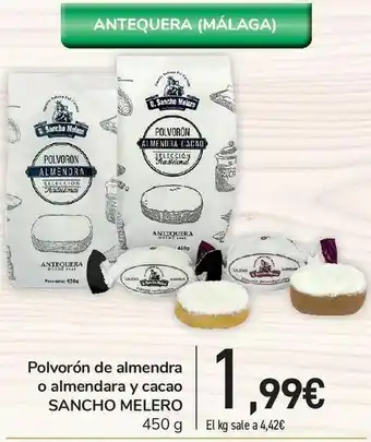 Polvorón de almendra o almendara y cacao sancho melero 450 g