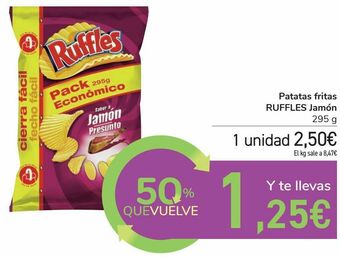 Carrefour Patatas fritas ruffles jamón oferta