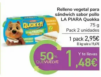 Carrefour Relleno vegetal para sándwich sabor pollo la piara quokka oferta