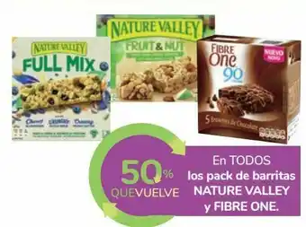 Carrefour En todos los packs de barritas nature valley y fibre one oferta