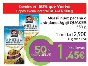Carrefour Muesli nuez pecana o arándanos&goji quaker oferta