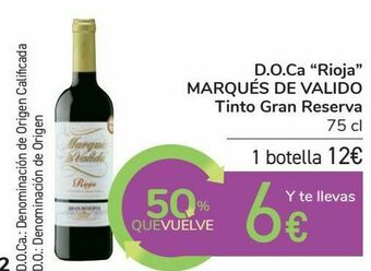 Carrefour D.o.ca ''rioja'' marqués de valido tinto gran reserva oferta