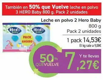 Carrefour Leche en polvo 2 hero baby oferta