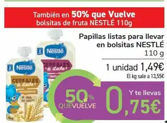 Carrefour Papillas listas para llevar en bolsitas nestlé oferta
