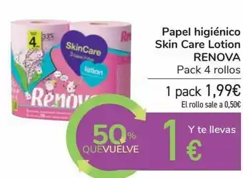 Carrefour Papel higiénico skin care lotion renova oferta