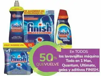 Carrefour En todos los lavavajillas máquina todo en 1 max, quantun, ultimate, geles y aditivos finish oferta
