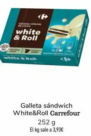 Carrefour Galleta sándwich white&roll carrefour oferta