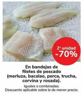 Carrefour En bandejas de filetes de pescado (merluza, bacalao, perca, trucha, corvina y rosada) oferta