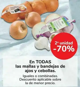 Carrefour En todas las mallas y bandejas de ajos y cebollas oferta