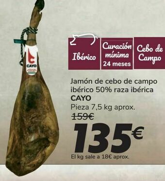 Carrefour Jamón de cebo de campo ibérico 50% raza ibérica cayo oferta