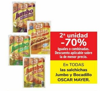 Carrefour En todas las salchichas jumbo y bocadillo oscar mayer oferta