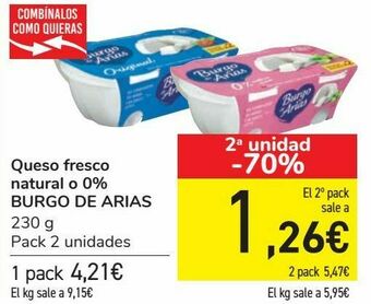 Carrefour Queso fresco natural o 0% burgo de arias oferta