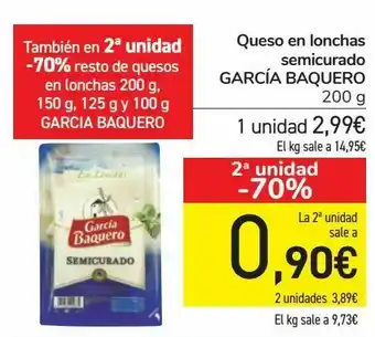 Carrefour Queso en lonchas semicurado garcía baquero oferta
