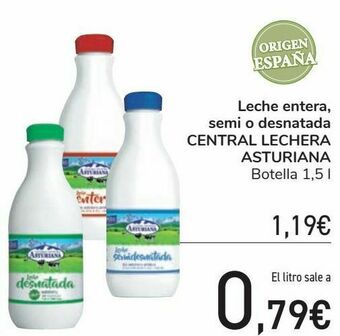 Carrefour Leche entera, semi o desnatada central lechera asturiana oferta