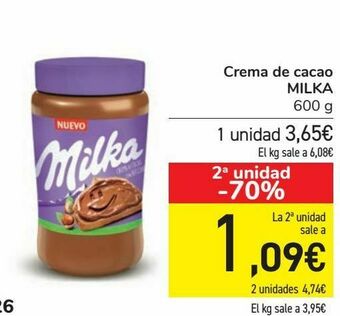 Carrefour Crema de cacao milka oferta