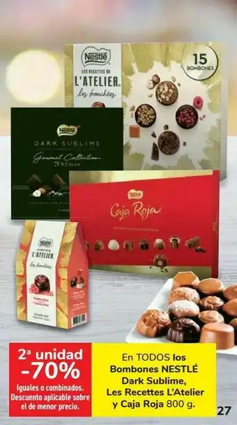 Carrefour En todos los bombones nestlé dark sublime, les recettes l'atelier y caja roja oferta