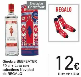 Carrefour Ginebra beefeater + lata con calcetines navidad de regalo oferta