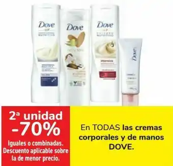 Carrefour En todas las cremas corporales y de manos dove oferta