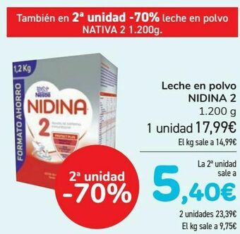 Carrefour Leche en polvo nidina 2 oferta