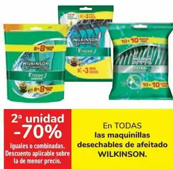 Carrefour En todas las maquinillas desechables de afeitado wilkinson oferta