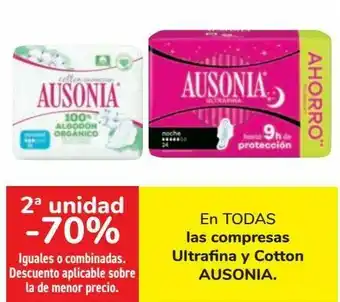 Carrefour En todas las compresas ultrafina y cotton ausonia oferta
