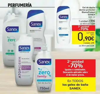 Carrefour En todos los geles de baño sanex oferta