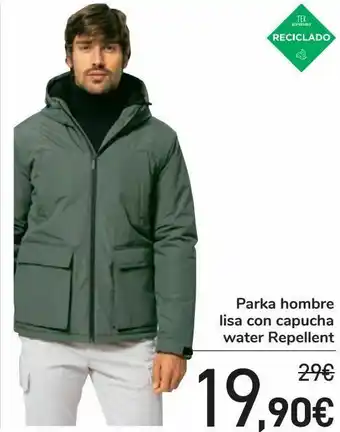 Carrefour Parka hombre lisa con capucha water repellent oferta