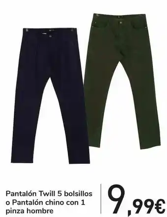 Carrefour Pantalón twill 5 bolsillos o pantalón chino con 1 pinza hombre oferta