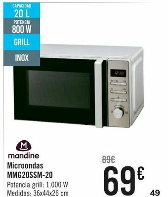 Carrefour Mandine microondas mmg20ssm-20 oferta