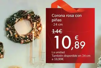 Carrefour Corona rosa con piñas oferta