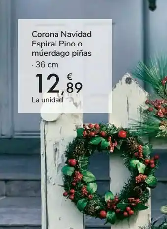 Carrefour Corona navidad espiral pino o múerdago piñas oferta