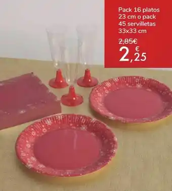 Carrefour Pack 16 platos 23 cm o pack 45 servilletas oferta