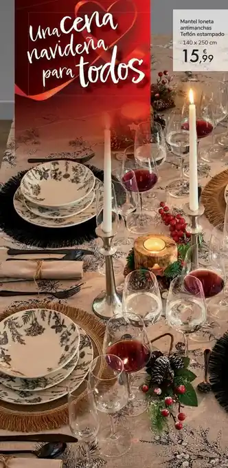 Carrefour Mantel loneta antimanchas tefl ón estampado oferta