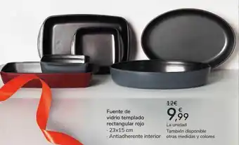 Carrefour Fuente de vidrio templado rectangular rojo oferta