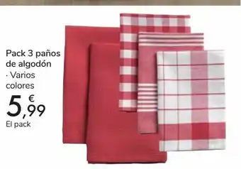Carrefour Pack 3 paños de algodón oferta
