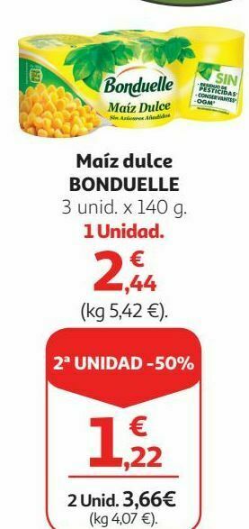 Alcampo Maíz dulce bonduelle oferta