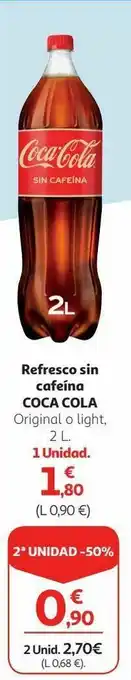 Alcampo Refresco sin cafeína coca-cola oferta