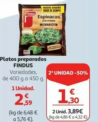Alcampo Platos preparados findus oferta