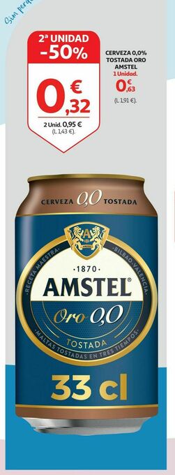 Alcampo Cerveza 0,0% tostada oro amstel oferta