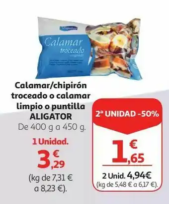 Alcampo Calamar/chipirón troceado o calamar limpio o puntilla aligator oferta