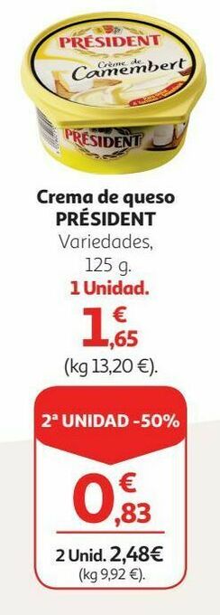 Alcampo Crema de queso président oferta
